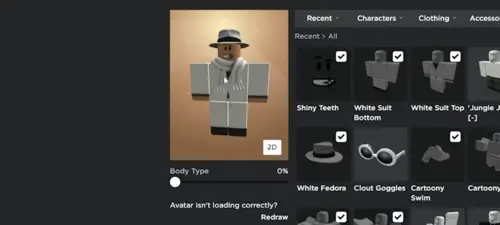 Roblox avatar editor screenshot